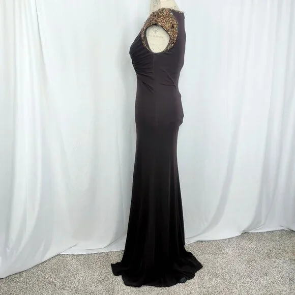 Alberto Makali Gown 4 Small Formal Brown Beaded - Picture 5 of 10